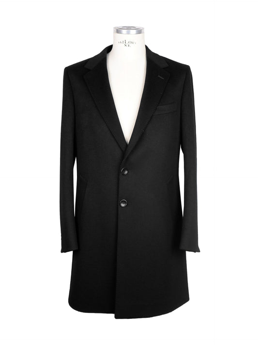 Elegant Black Virgin Wool Coat