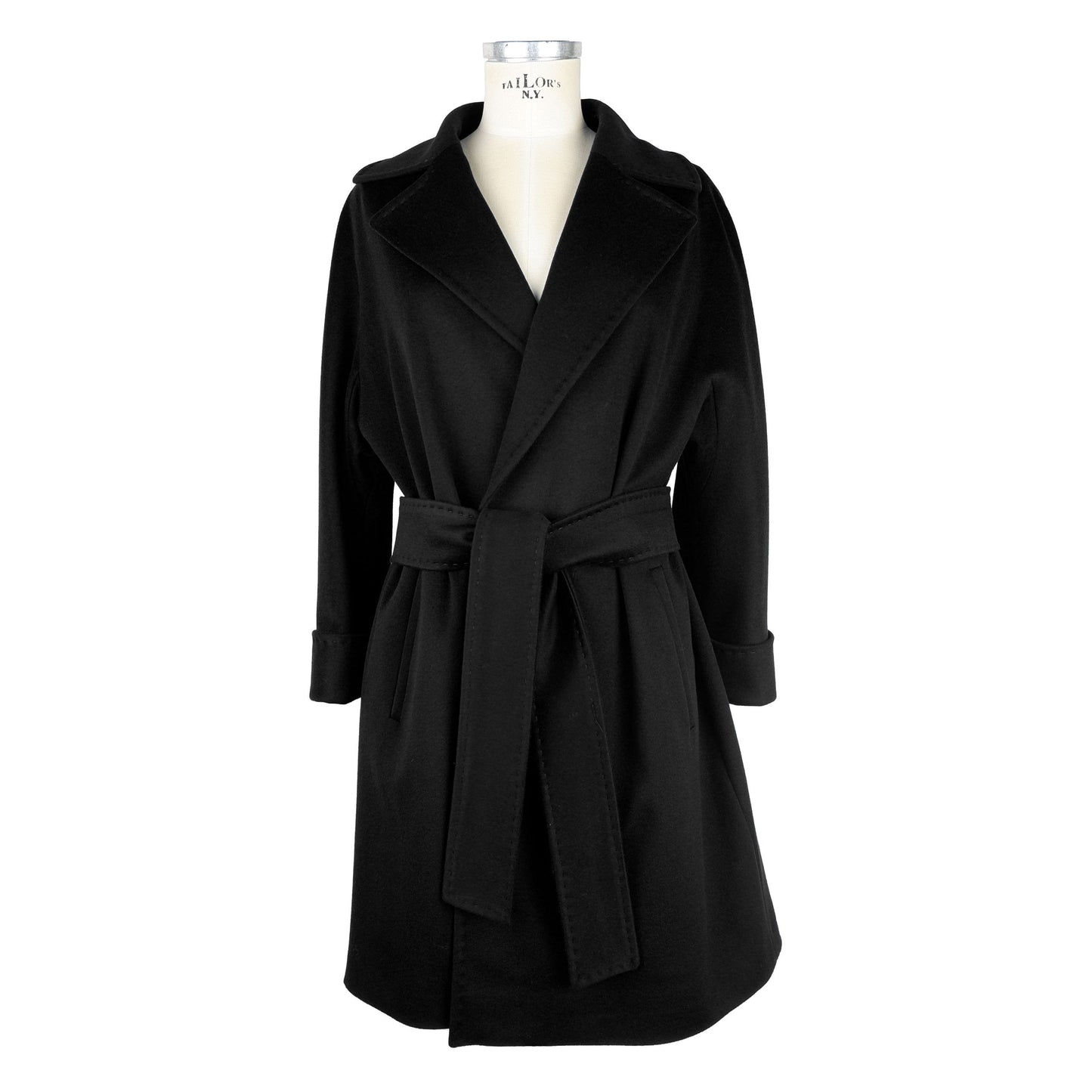 Elegant Black Virgin Wool Women's Coat