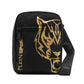 Black Gold-Print Messenger with Tiger Detail
