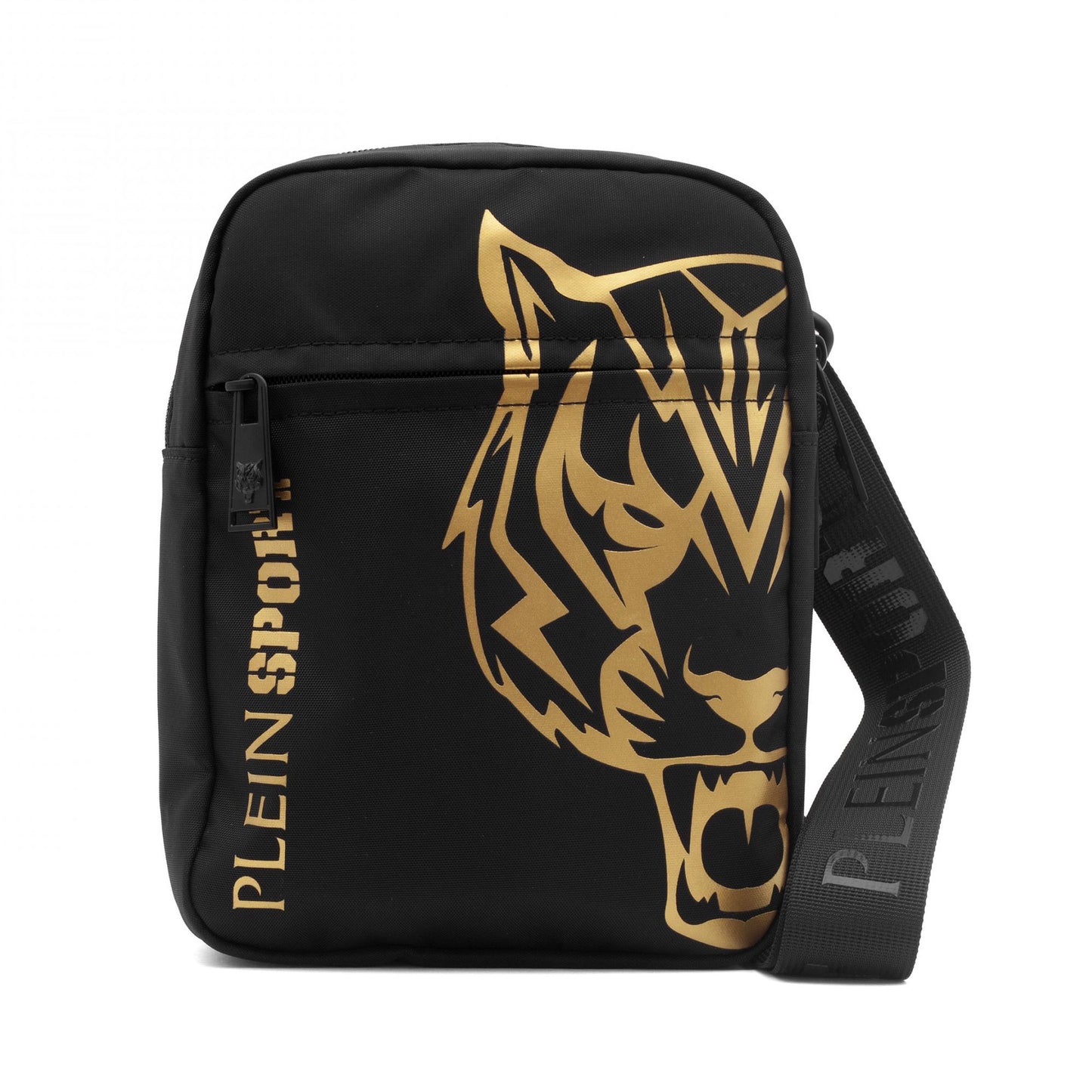 Black Gold-Print Messenger with Tiger Detail