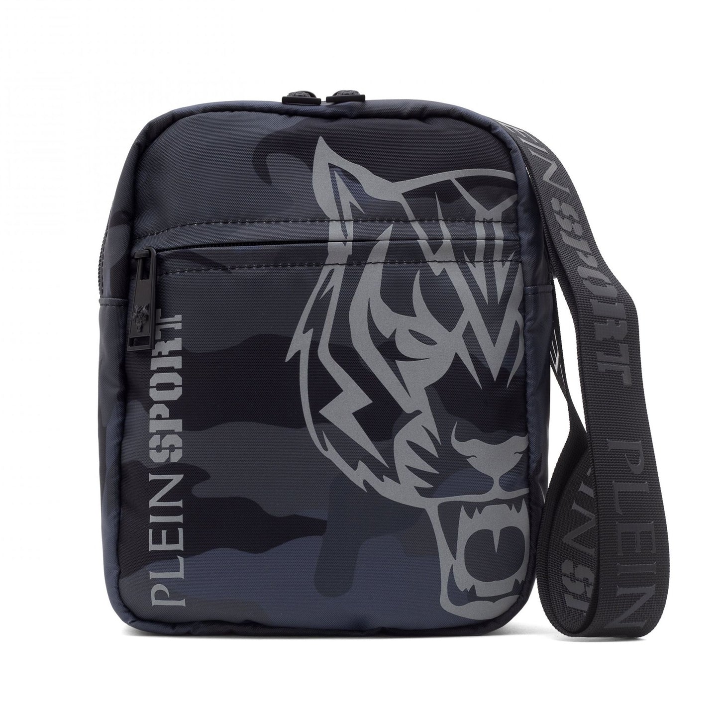 Grey Camo Messenger With Fierce Tiger Detail