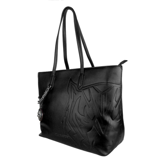 Chic Black Eco-Leather Shopper Tote