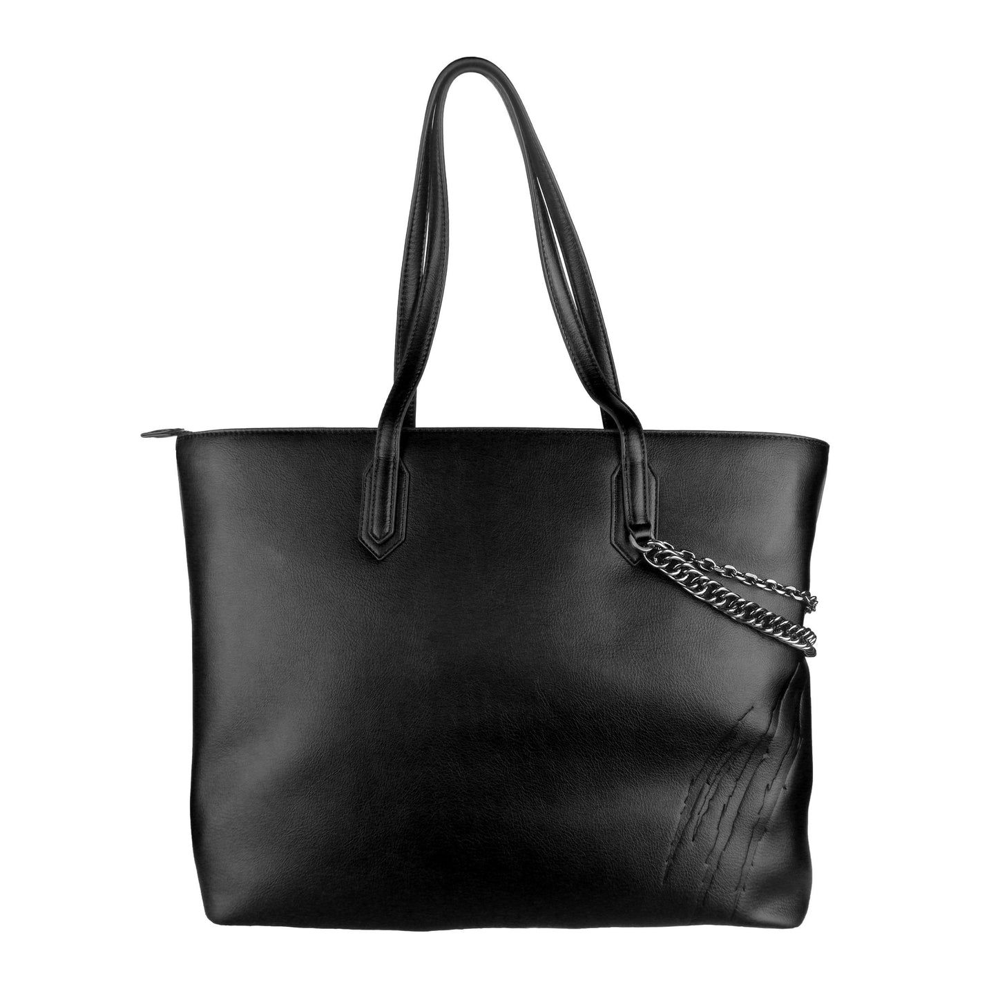 Chic Black Eco-Leather Shopper Tote