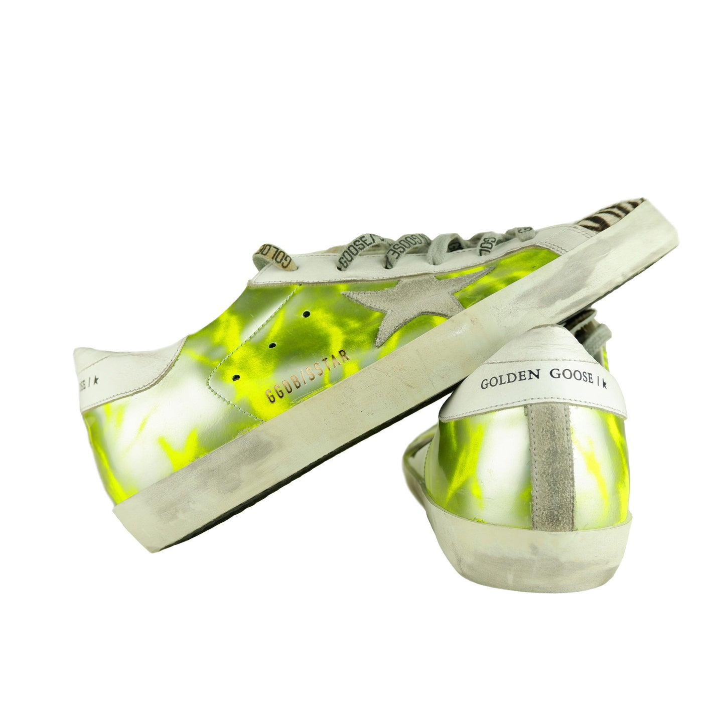 Chic Zebra Print Pony Sneakers with Fluo Yellow Accents