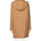 Elegant Brown Wool Blend Coat with Golden Accents