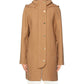 Elegant Brown Wool Blend Coat with Golden Accents