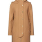 Elegant Brown Wool Blend Coat with Golden Accents