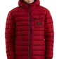 Chic Red Hooded Down Jacket with Zip Details