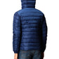 Elegant Blue Hooded Down Jacket with Pockets