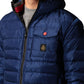 Elegant Blue Hooded Down Jacket with Pockets