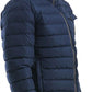 Chic Blue Nylon Down Jacket with Hood