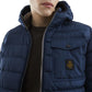 Chic Blue Nylon Down Jacket with Hood