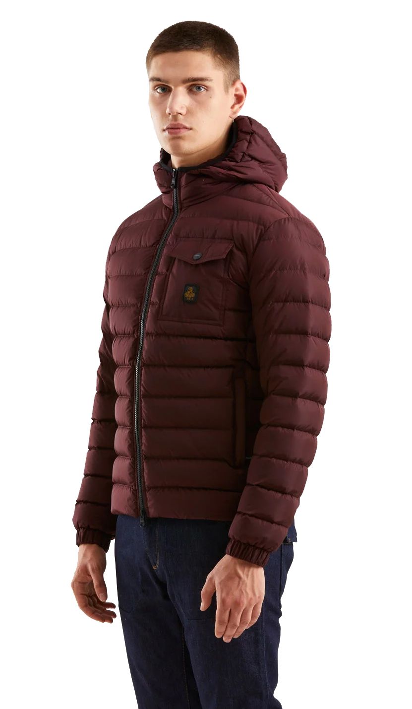 Scarlet Hooded Down Jacket with Zip & Pockets