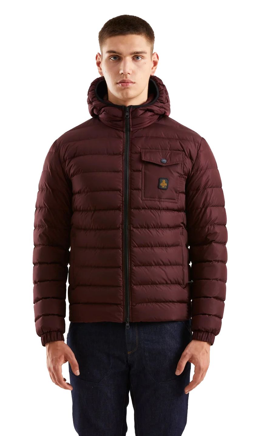 Scarlet Hooded Down Jacket with Zip & Pockets