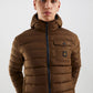 Hooded Down Jacket with Zip and Button Pockets
