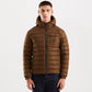 Hooded Down Jacket with Zip and Button Pockets