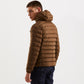 Hooded Down Jacket with Zip and Button Pockets