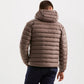 Beige Hooded Down Jacket with Pockets