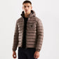 Beige Hooded Down Jacket with Pockets