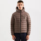 Beige Hooded Down Jacket with Pockets