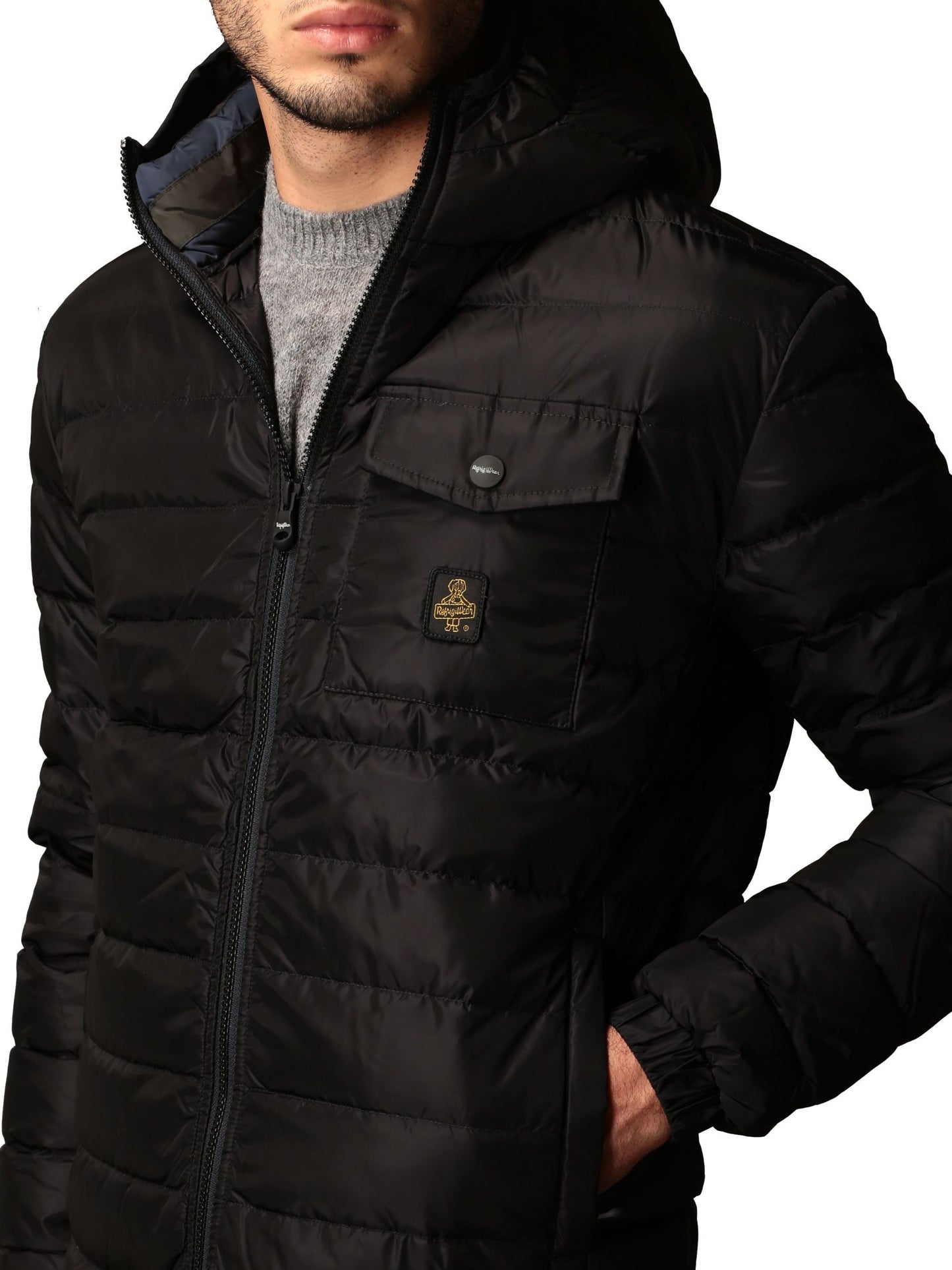 Sleek Hooded Down Jacket with Multifunctional Pockets