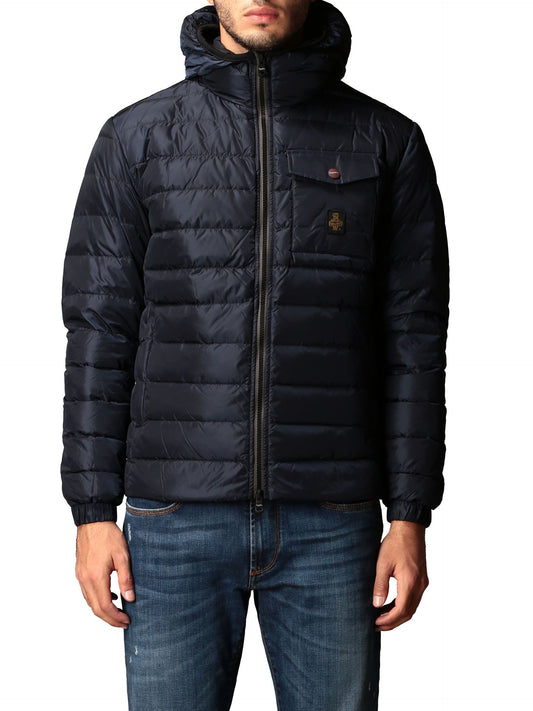 Gentleman's Blue Nylon Down Hooded Jacket