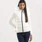 Elegant White Padded Jacket with Fur Hood
