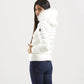 Elegant White Padded Jacket with Fur Hood