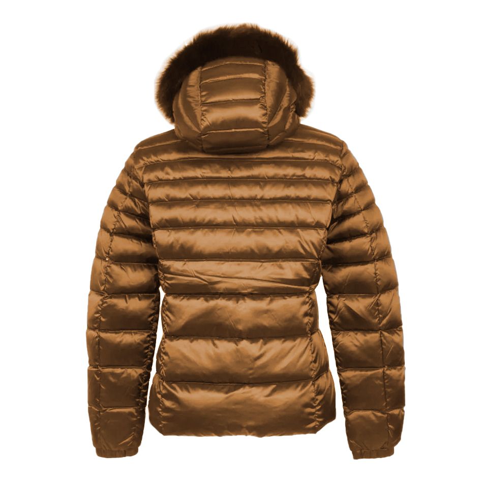 Elegant Padded Down Jacket with Fur Hood