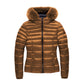 Elegant Padded Down Jacket with Fur Hood