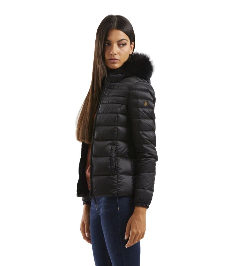 Chic Padded Down Jacket with Fur Hood