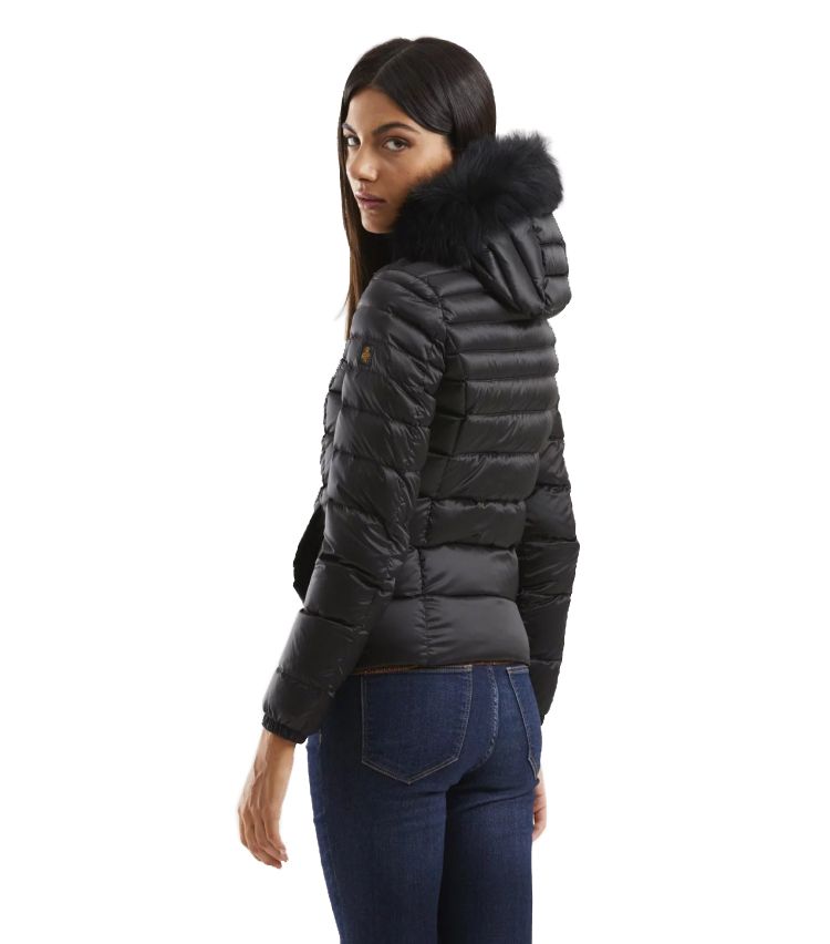 Chic Padded Down Jacket with Fur Hood