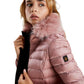 Pink Padded Long Jacket with Luxury Fur Hood