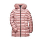Pink Padded Long Jacket with Luxury Fur Hood