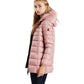 Pink Padded Long Jacket with Luxury Fur Hood