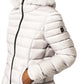 Chic White Padded Down Jacket with Fur Hood