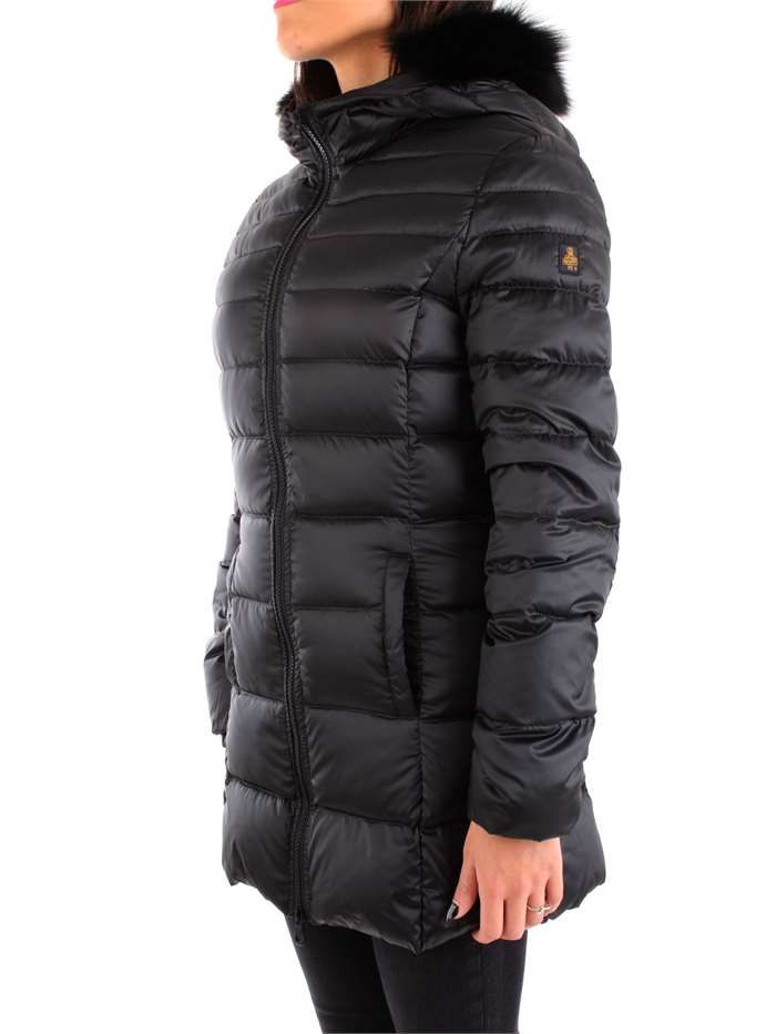 Elegant Long Padded Down Jacket with Fur Hood