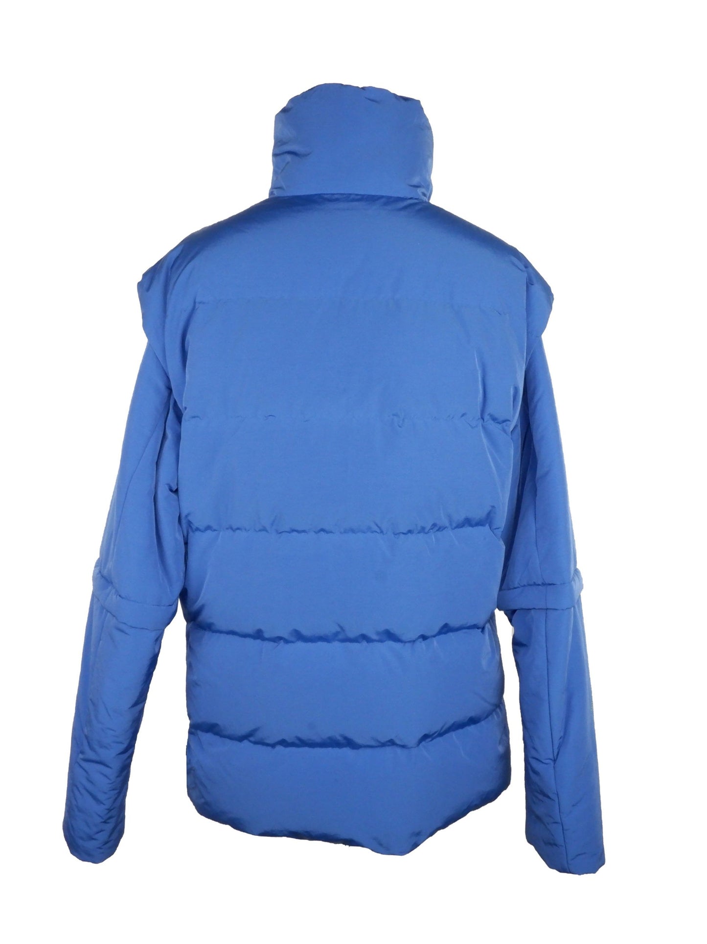 Chic Blue Puffer with Detachable Sleeves