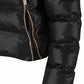 Chic Black Hooded Jacket with Logo Detail