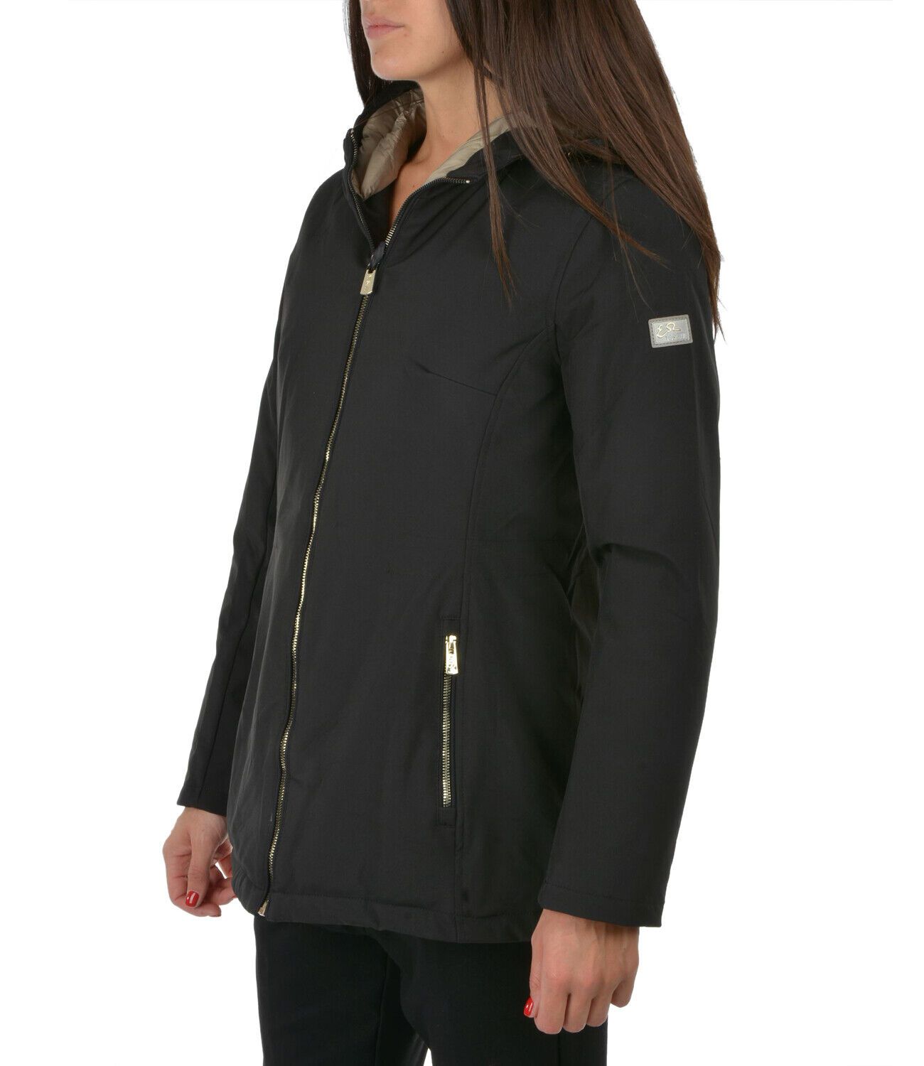 Elegant Black Hooded Down Jacket for Women