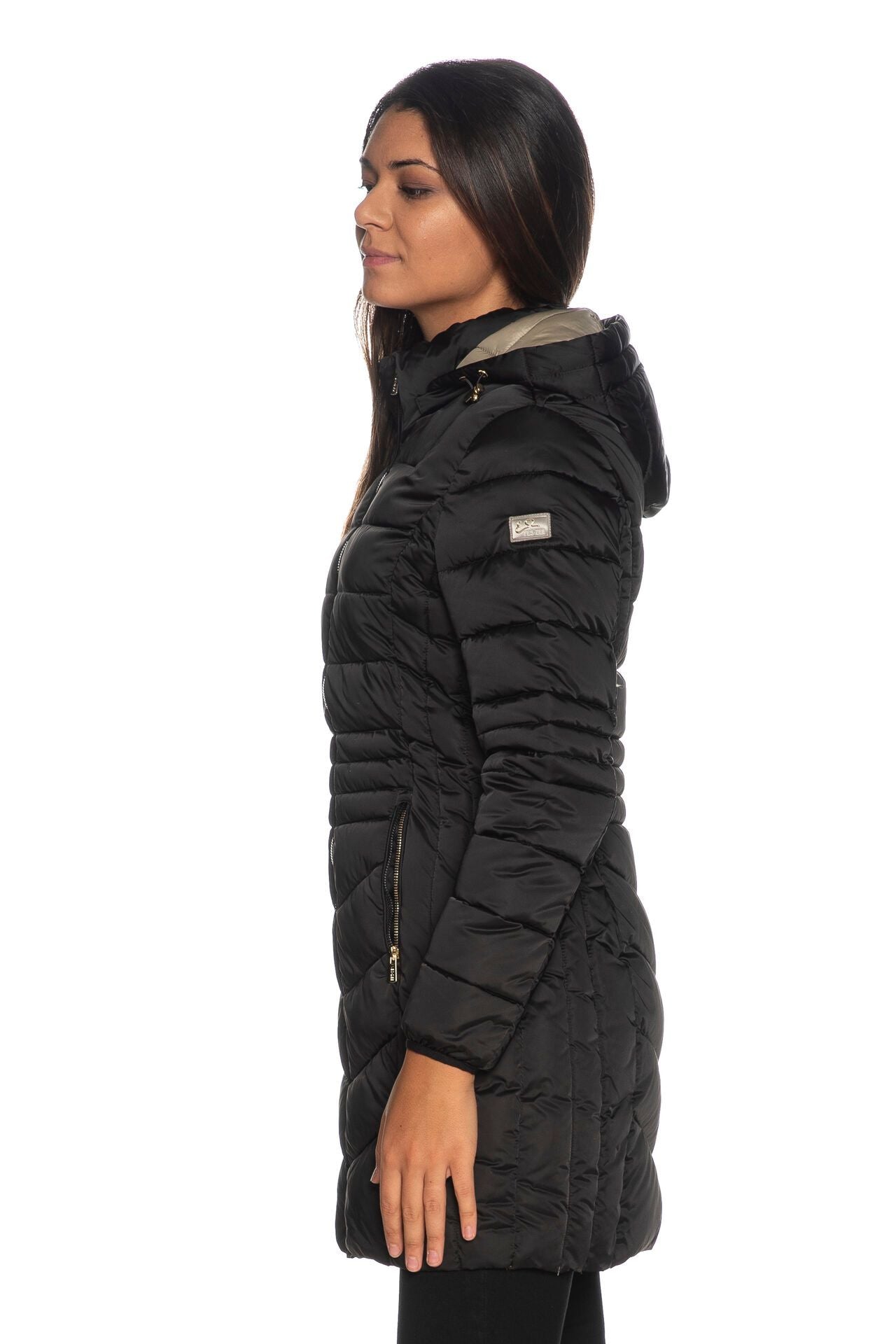 Chic Quilted Satin Puffer Jacket with Removable Hood