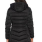 Chic Quilted Satin Puffer Jacket with Removable Hood
