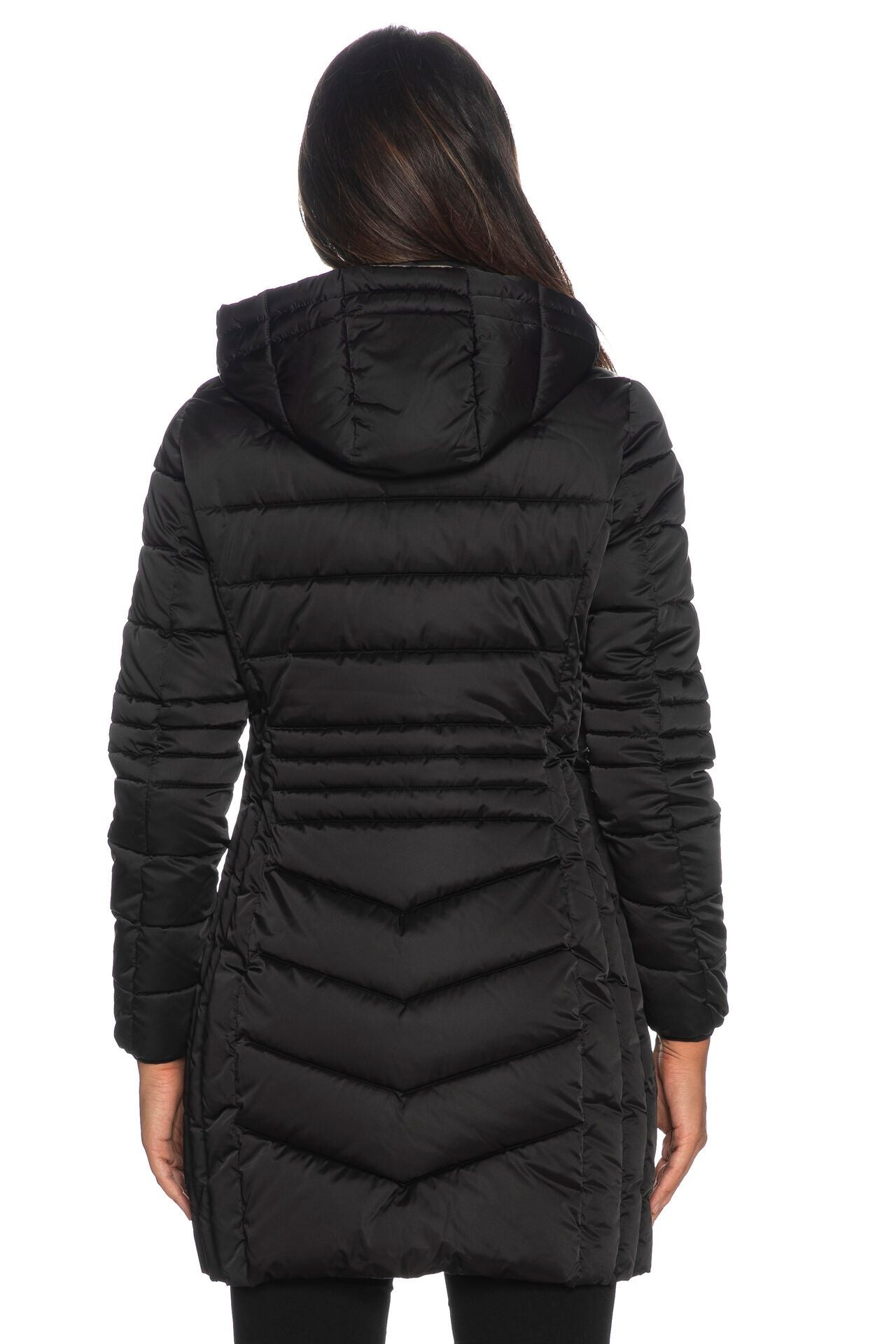 Chic Quilted Satin Puffer Jacket with Removable Hood