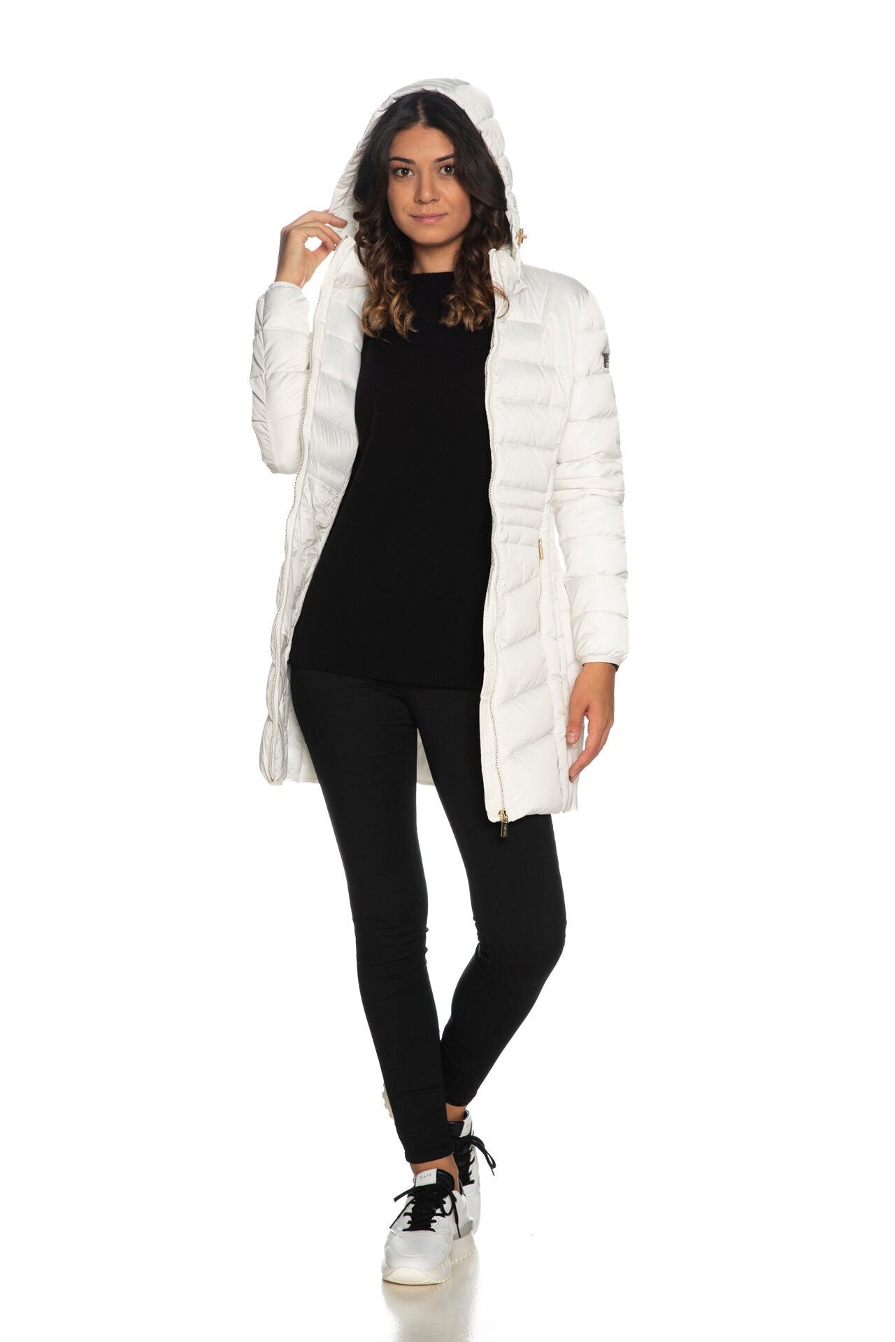 Elegant White Puffer Hoodie Jacket