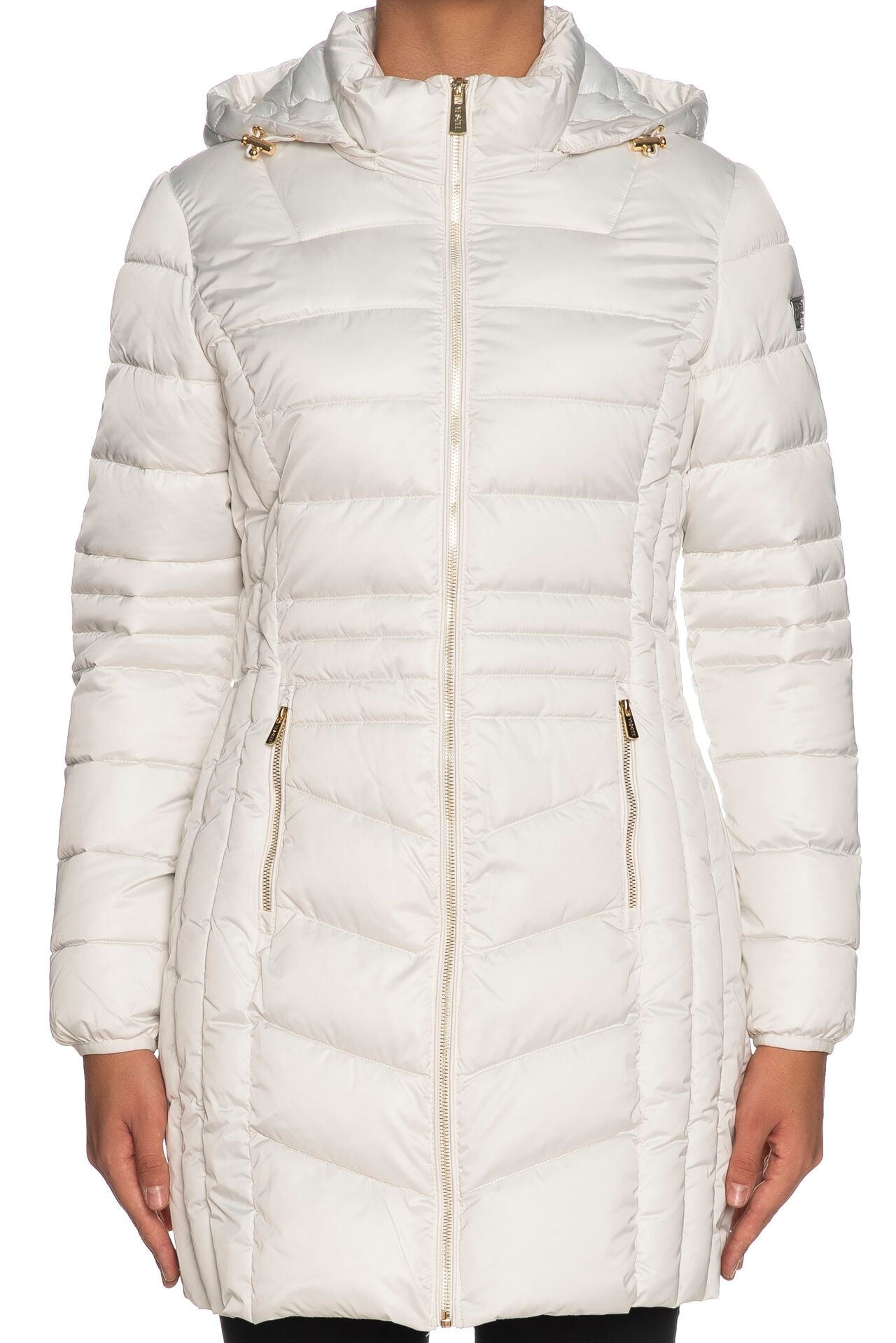 Elegant White Puffer Hoodie Jacket