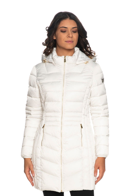 Elegant White Puffer Hoodie Jacket