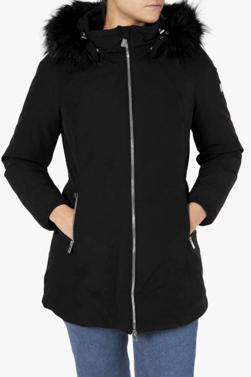 Chic Hooded Down Jacket with Fur Detail