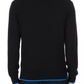 Chic Black Cotton Sweater with Blue Accented Edges