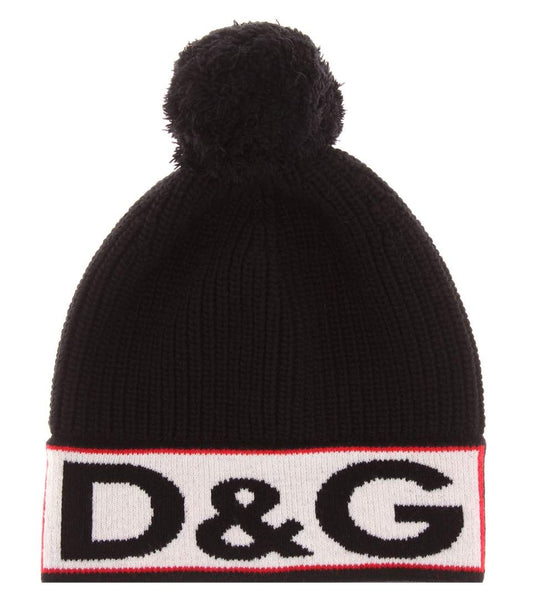 Elegant Black Wool Blend Logo Hat