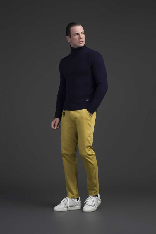 Chic Dark Blue Turtleneck Sweater for Men